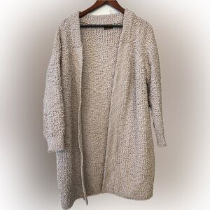 POL Cream Textured Open-Front Sweater